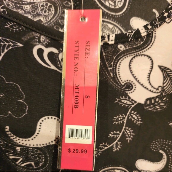 NWT Prestige Edge Women's Small Stretch Asymmetrical hemline Paisley relaxed fit - Picture 4 of 7
